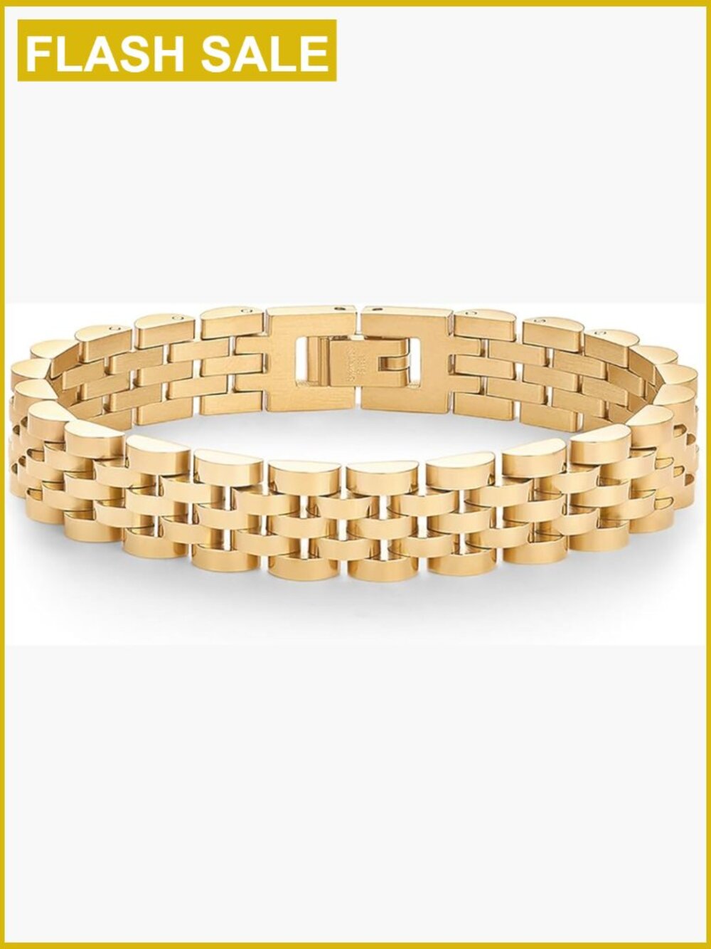 14K Gold Plated Watch Strap Chain Bracelet - Chunky Link Cuff